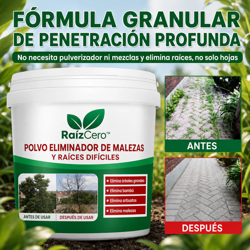 RaizCero Polvo Eliminador De Malezas y Raices Dificiles